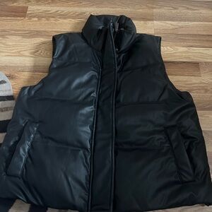 Black Puffer Vest leather